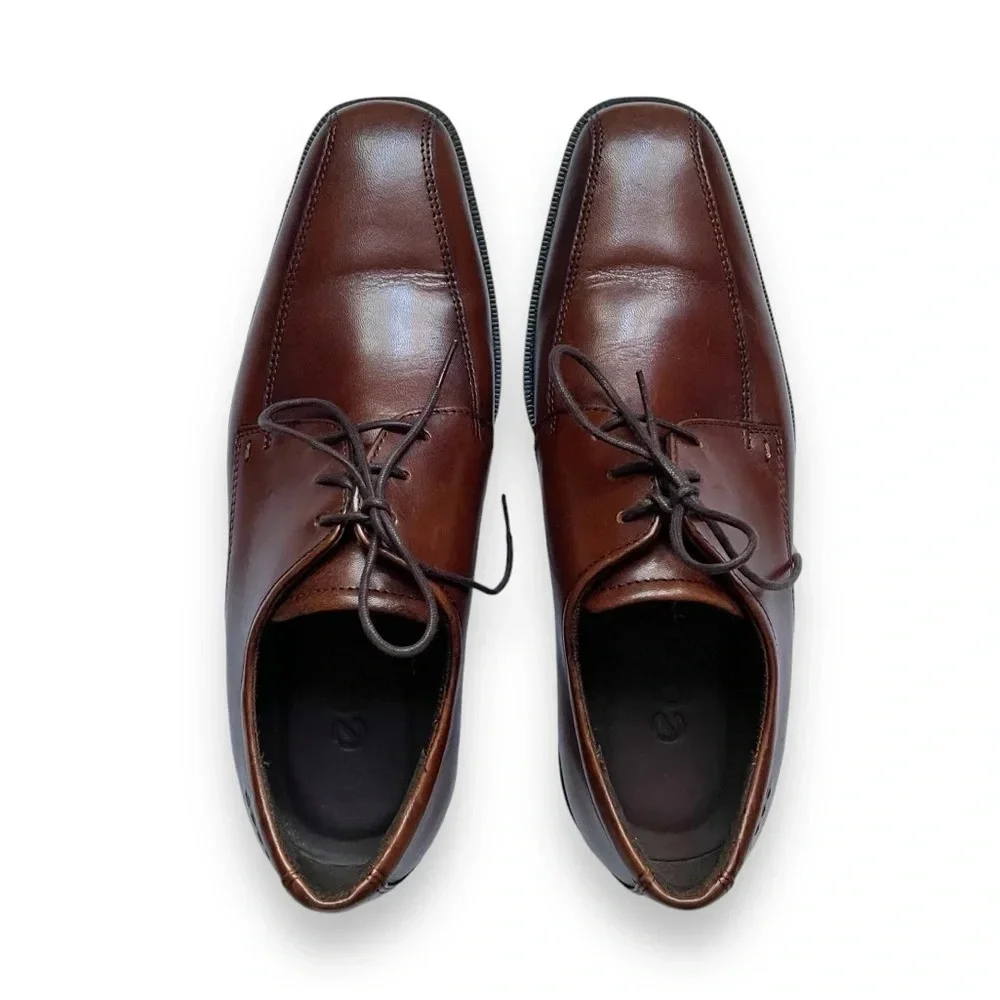 NWOT ECCO Edinburgh Leather Bike Toe Tie Oxford Shoes